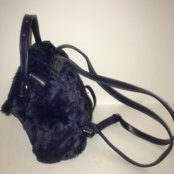 Swarovski Crystal Navy Blue Faux Fur Backpack NWOT main image 5